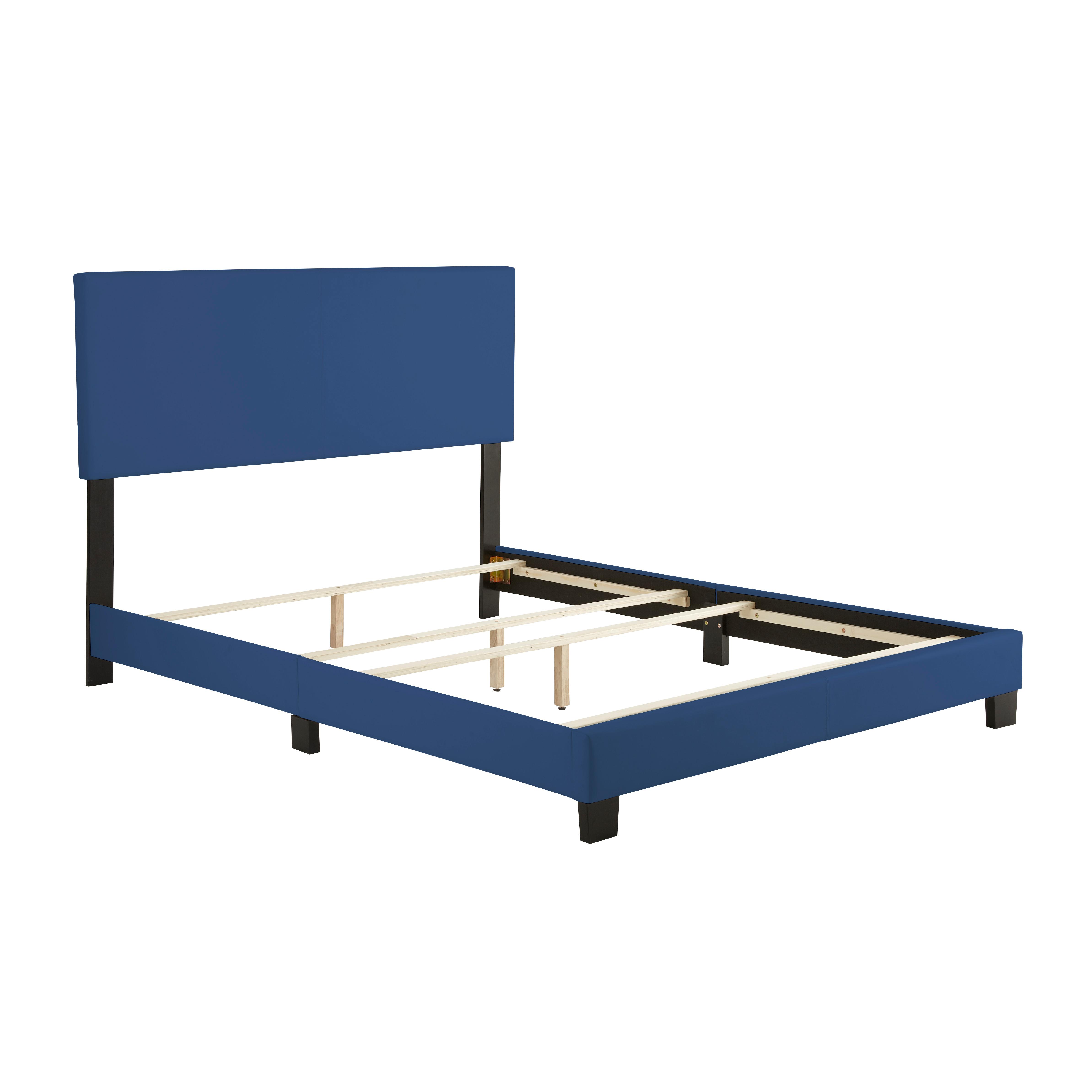 Blue leather deals bed frame